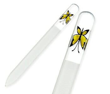 ブラジェク　ガラス爪やすり　ハンドペインティング（#101Y）　　イエローバタフライ　　　メール便にてお届け手配