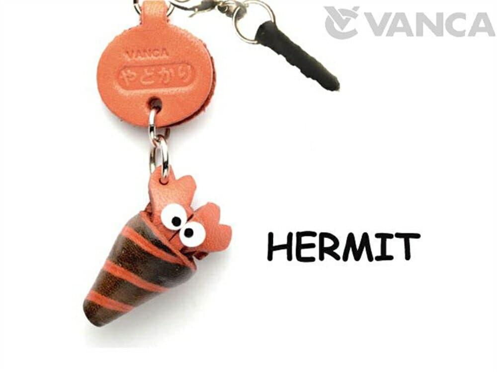 ヤドカリ イヤホンジャックアクセサリー【レザー 本革 VANCA バンカクラフト革物語 国産 ハンドメイド 贈り物 即納】