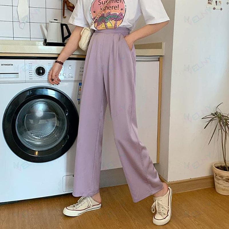 大きいサイズ カラーパンツ パンツ しゃり感 ワイドパンツ タック 体型カバー スラックス 春夏 ロング ボトムス ズボン ハイウエスト 無地 黒 き thumbnail 3