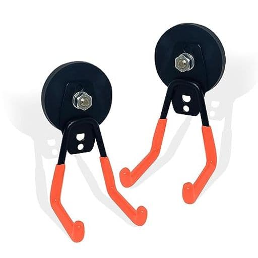 aninako強力マグネットフック2個入りドリル、ガーデンツール、ホース、釘板、車庫、作業場に使用される強力な大型磁気フック、室内外掛けに使用される貯蔵磁石フック