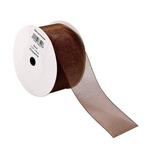 ITIsparkleオーガンジーリボン幅38mmx22M巻手芸服飾ラッピングちょう結びリボン#850-ダークブラウン