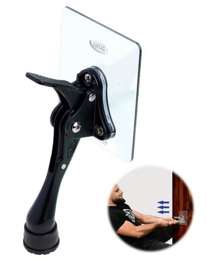 HASHIドリル要らずの貼り付け型ドアストッパーワンタッチドアストッパー4インチワンタッチキックダウン作動(ブラック1セット)