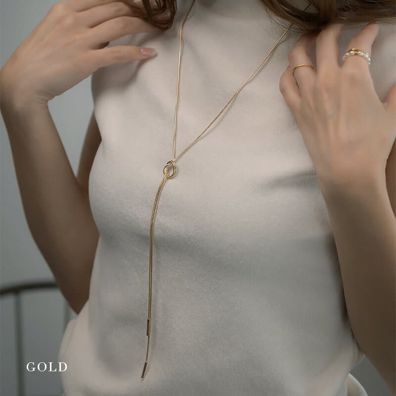 【10/9 09:59まで！超目玉】 ネックレス ロングネックレス ニッケルフリー アクセサリー チェーン 結び目 デイリー 金属アレルギー 安心 カジュアル シンプル レディース 女性 ブランド プレゼント 30代 40代 50代 メール便送料無料 thumbnail 2