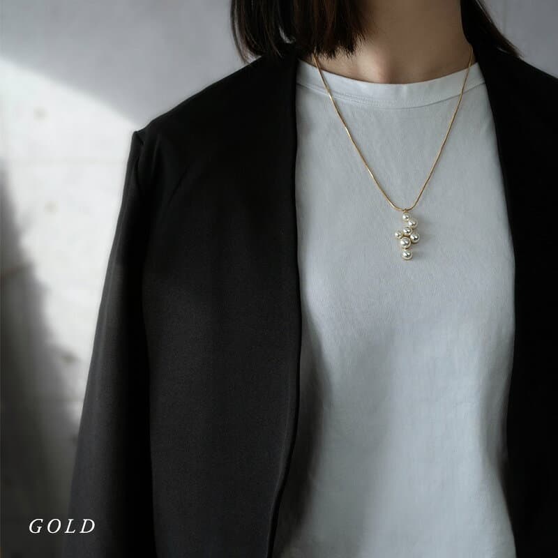 【10/10～10/12は20%OFFクーポン&P10倍】 ネックレス ロングネックレス 金属アレルギー パール ペンダントネックレス ビジュー ニッケルフリー 安心 華奢 チェーン シンプル カジュアル 可愛い プレゼント 女性 メール便送料無料 10cpn thumbnail 2