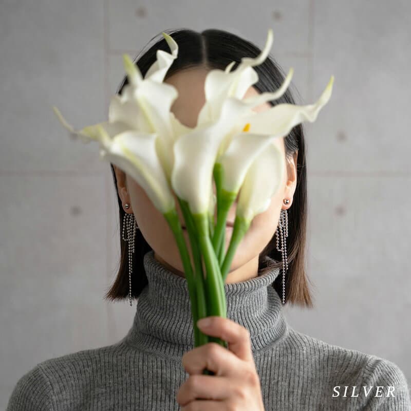 【10/9 09:59まで！超目玉】 ピアス ステンレス レディース 金属アレルギー 対応 ボールチェーン チェーン ゴールド サージカルステンレス ギフト プレゼント 大ぶり 30代 メール便送料無料 thumbnail 3