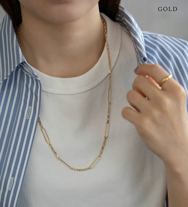 【10/10～10/12は20%OFFクーポン&P10倍】 ネックレス ロングネックレス レディース 金属アレルギー メタル チェーン 切り替え ニッケルフリー ゴールド シルバー 大人 シンプル オシャレ 重ね付け 大人 メール便送料無料 thumbnail 2
