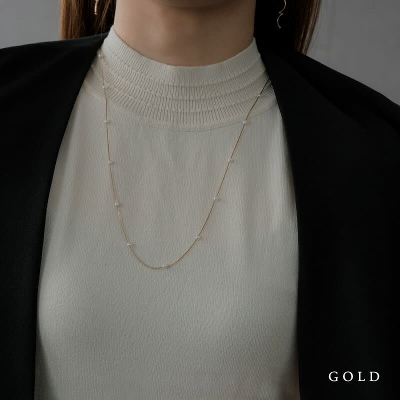 ネックレス ニッケルフリー 金属アレルギー ロングネックレス レディース パール シンプル 華奢 おしゃれ 大人かわいい デイリー ゴールド シルバー オケージョン 女性 プレゼント メール便送料無料 thumbnail 2