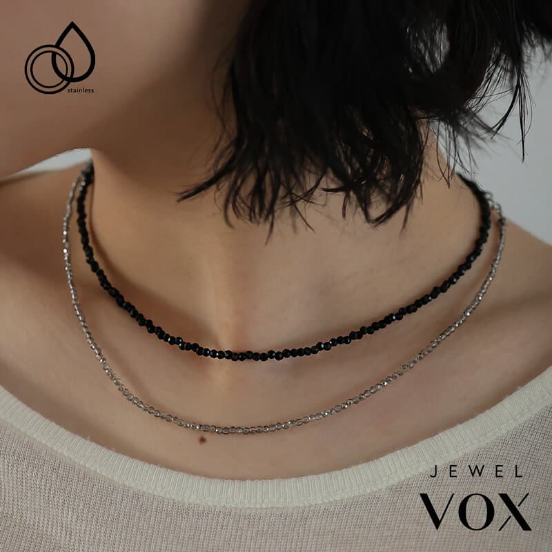 【10/10～10/12は20%OFFクーポン&P10倍】 ＼NAVY/PURPLE新色追加／ ネックレス レディース ショートネックレス ステンレス製 金属アレルギー ビーズ 黒 大人 かわいい 重ね付け 可愛い シンプル オシャレ 普段使い カジュアル ギフト メール便送料無料