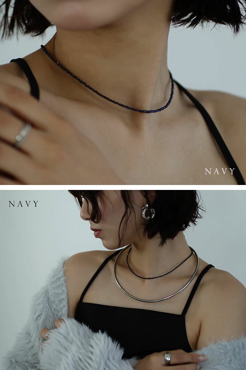 【10/10～10/12は20%OFFクーポン&P10倍】 ＼NAVY/PURPLE新色追加／ ネックレス レディース ショートネックレス ステンレス製 金属アレルギー ビーズ 黒 大人 かわいい 重ね付け 可愛い シンプル オシャレ 普段使い カジュアル ギフト メール便送料無料 thumbnail 3