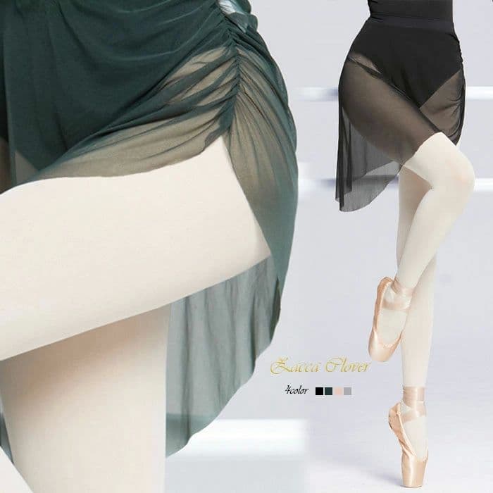 バレエ スカート ジュニア＆大人用 バレエスカート単品 ストレッチメッシュ シースルー おしゃれ バレエスカート 練習着 レッスン 着 バレエウェア ダンス スカート 柔らか 無地 バレエ プルオン スカート ヨガ バレエ ダンス かわいい ピンク ブラック グリーン グレー