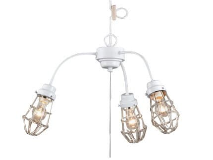 後藤照明　レトロ照明　引掛シーリング式ペンダント　ビス止めガード・3灯用アームCP型WH　白塗装　口金E26　60Wクリヤー球付　GLF-3451WH ※受注生産品