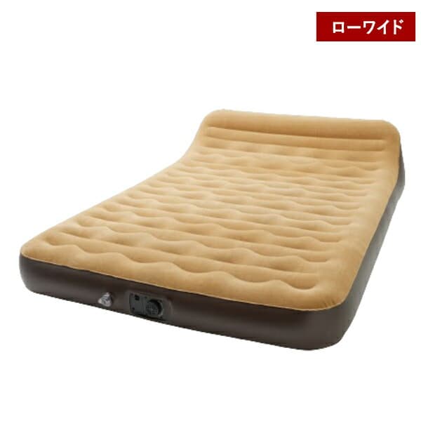 ワイド ロー 背もたれ付エアーベッド 電動ポンプ装備 ベロア風生地 エアー3層立体構造 TAN-5025-W-L
