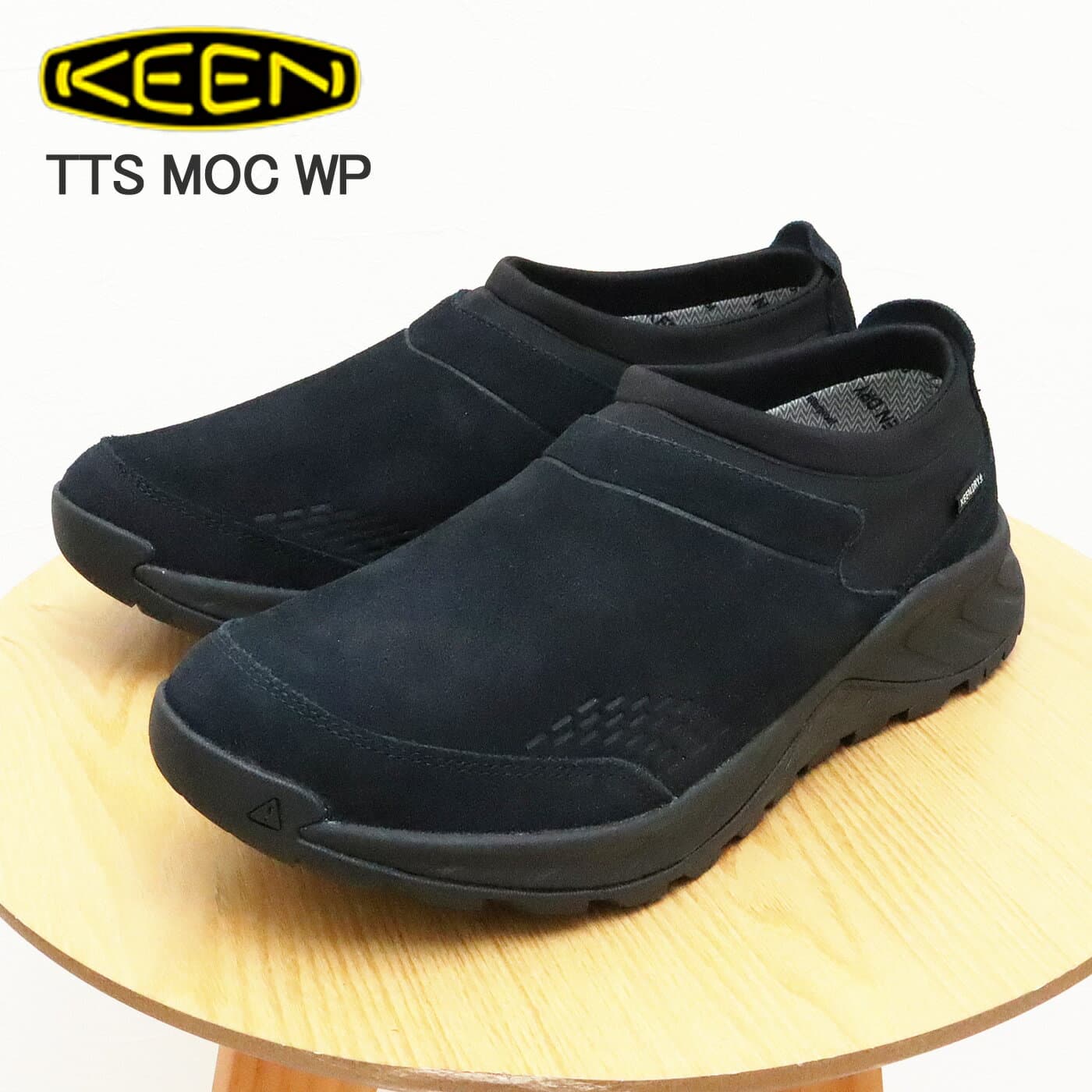 返品交換送料無料KEEN キーン TTS MOC WP ティーティーエス モック ウォータープルーフ BLACK/BLACK ブラック/ブラック スリップオン スリッポン 撥水 靴 スニーカー シューズ アウトドア キャンプ コンフォート