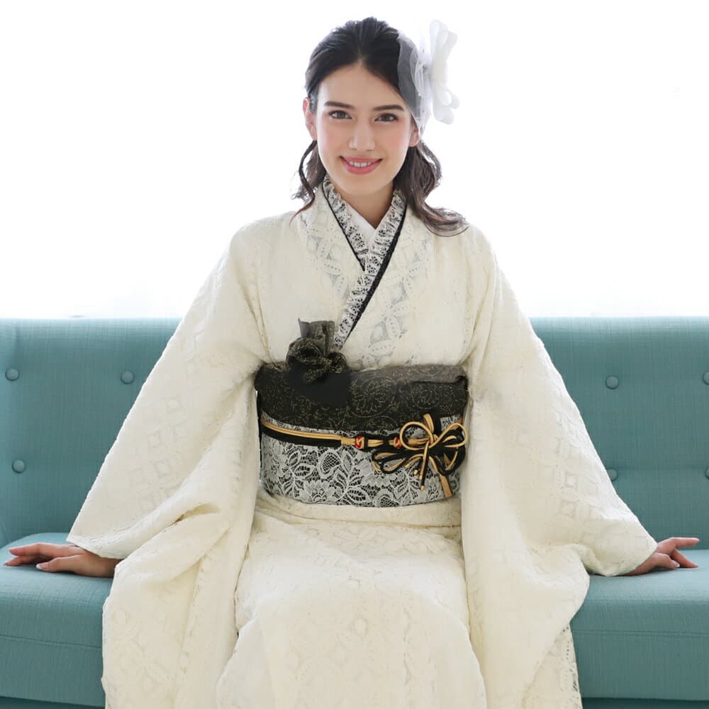 【10/04 21:00〜10/09 1:59まで最大ポイント10倍】最大20日間レンタル 振袖 成人式 レンタル シンプル 1月 20点フルセット 「レース七宝柄オフホワイト」 成人式 モード 結婚式 フォーマル レース 生成り 白 オフ