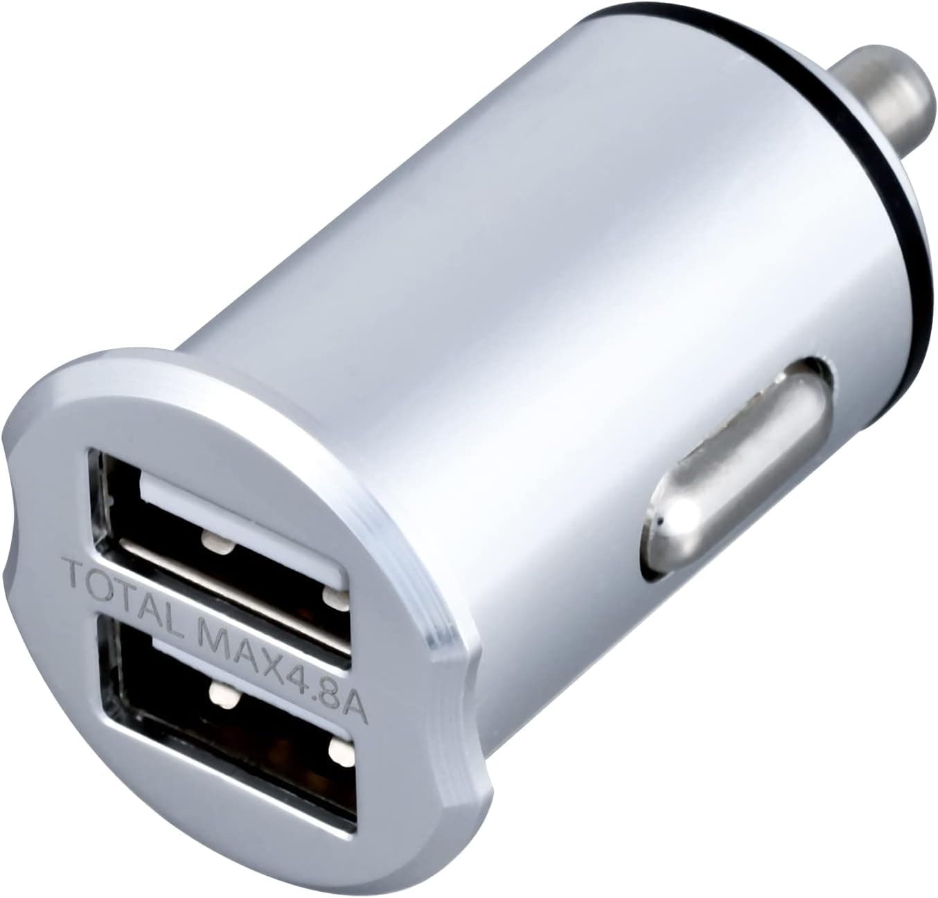 F326 DC アルミパワー プラグ UA×2 | シガーソケット 充電器 車用 車 車で充電 2口 2台 同時充電 2ポート USBソケット スマートフォン タブレット Type-A TYPEA タイプA ソケット DC 普通車 車の充電 シルバー