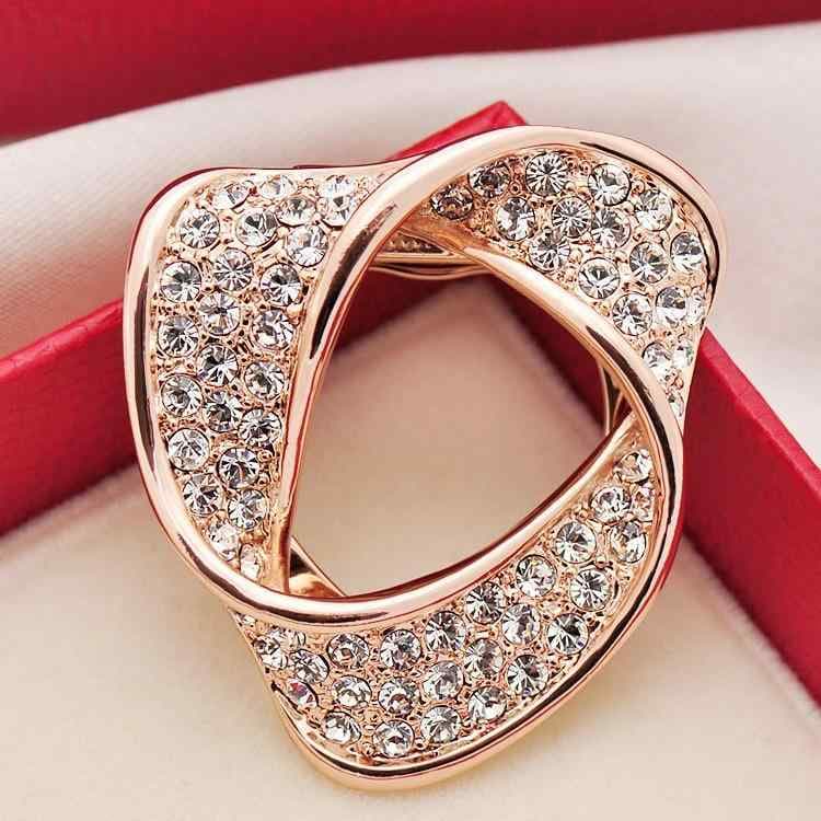 ブローチ レディース 女性用 韓国風 ファッション シンプル 裾結びクリップ スカーフリング アクセサリー マルチウェイ 多機能 合金 幾何学模様 リング ゴールド シルバー