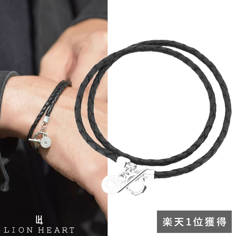 もうすぐ終了！クーポンで10％OFF 9日1時59分まで ライオンハート ダブルラップ レザーブレスレット リファインド シルバー925 本革 牛革 メンズ ブランド