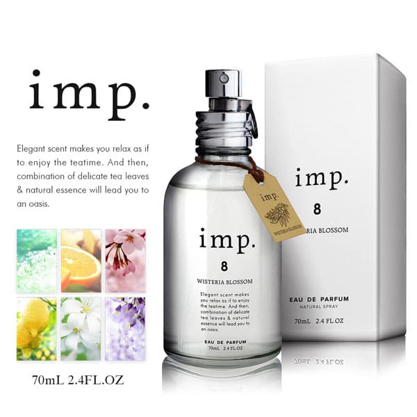 インプ imp. オードトワレ オードパルファム 70ml ［全10種］【送料無料】シアーコットン/サクラブルーム/シトラスレモン/ヴァインフラワー/ウィステリアブロッサム/ホワイトティー/マンダリンジンジャー/ハーバルミント/クラフトティー/ピュアサボン