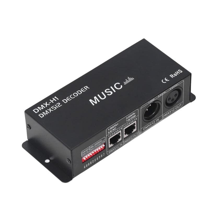 DMX512デコーダー DMX 512 LEDデコーダーコントローラー RGBデコーダー 4チャンネル ドライバー RGBW LEDストリップライト DC12V ～ 24V 英語 マニュアル付き スタジオ レコーディング機器 (チャネルあ