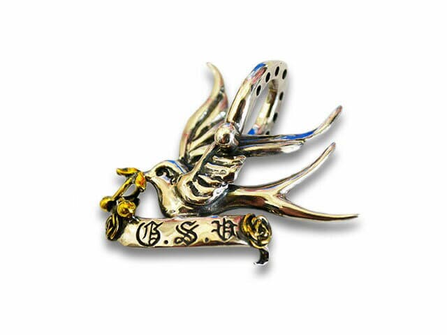 【galcia/ガルシア】×【GANGSTERVILLE/ギャングスタービル】「Swallow Pendant Top/スワローペンダントトップ」(GSG-NT002)(Silver925/Brass/アクセサリー/ジュエリー/ハーレー/プレゼント/アメカジ/WOLF PACK/ウルフパック)