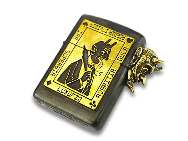 【galcia/ガルシア】×【GANGSTERVILLE/ギャングスタービル】「Devil Brass Zippo/デビルブラスジッポ」(GSG-ZP001B)(Silver925/Brass/アクセサリー/ジュエリー/ハーレー/プレゼント/アメカジ/WOLF PACK/ウルフパック)