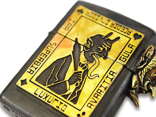【galcia/ガルシア】×【GANGSTERVILLE/ギャングスタービル】「Devil Brass Zippo/デビルブラスジッポ」(GSG-ZP001B)(Silver925/Brass/アクセサリー/ジュエリー/ハーレー/プレゼント/アメカジ/WOLF PACK/ウルフパック) thumbnail 3