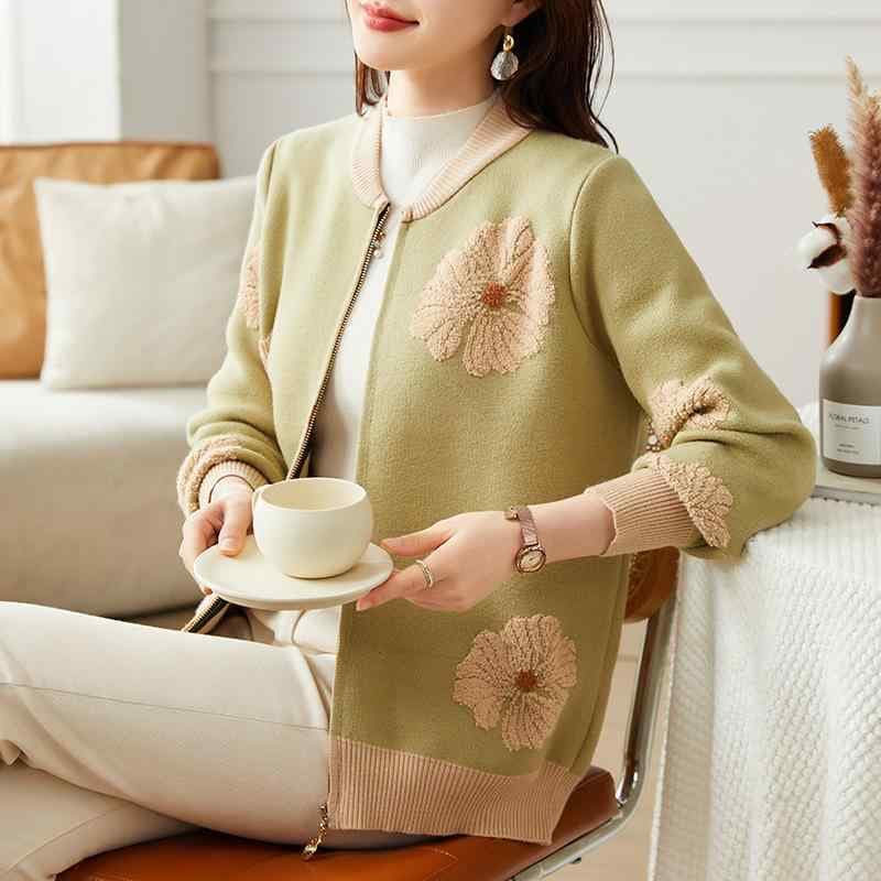 カーディガン 女性用 秋 ニット アウター スタイリッシュ ジャケット トップス 暖か 軽量 伸縮性 普段使い