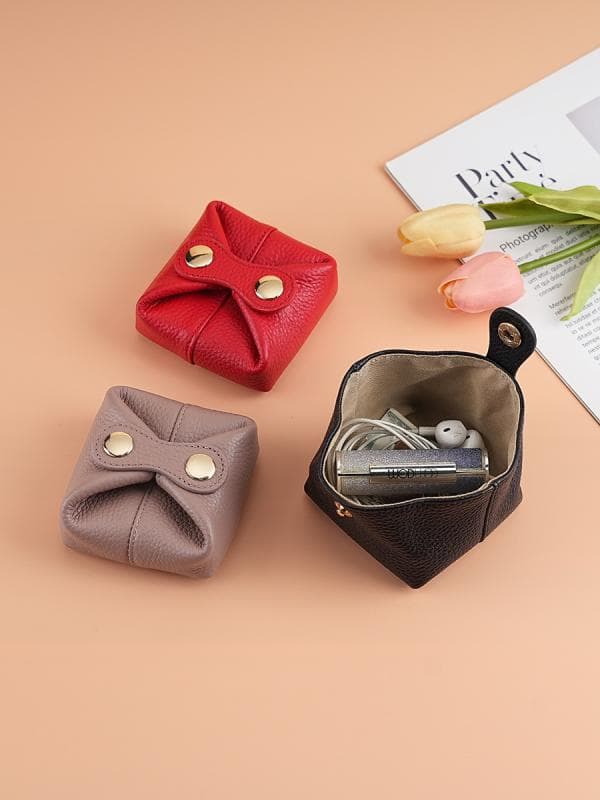 レディース ミニ 小銭入れ 柔らかい牛革 ポーチ 鍵 耳機 リップ 硬貨 収納 かわいい 豆型 コンパクト 日常使い 軽量 韓国