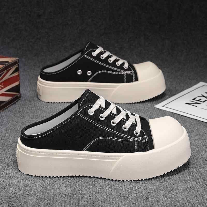 サンダル メンズ キャンバス 夏用 通気 ラウンドトゥ バックレス イージー スリッポン カジュアル スポーツ 万能 トゥガード アクティブ 履きやすさ