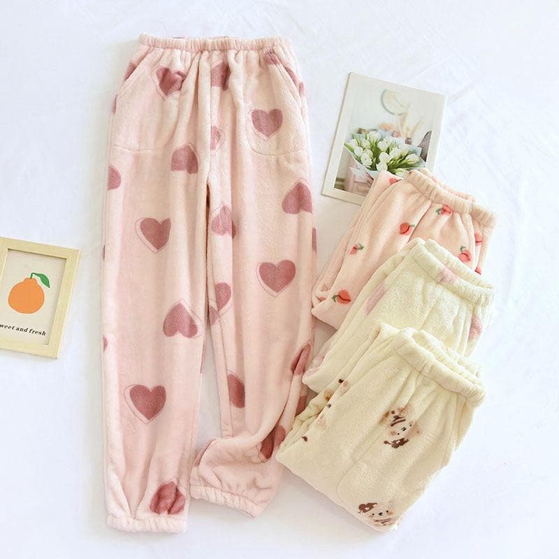 パジャマパンツ レディース ゆったり暖か サイドポケット付き 絞り口