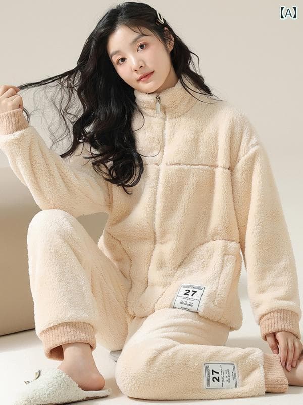 パジャマセット レディース 秋冬暖か 加厚タイプ 加大サイズ ホームウェア 2点セット