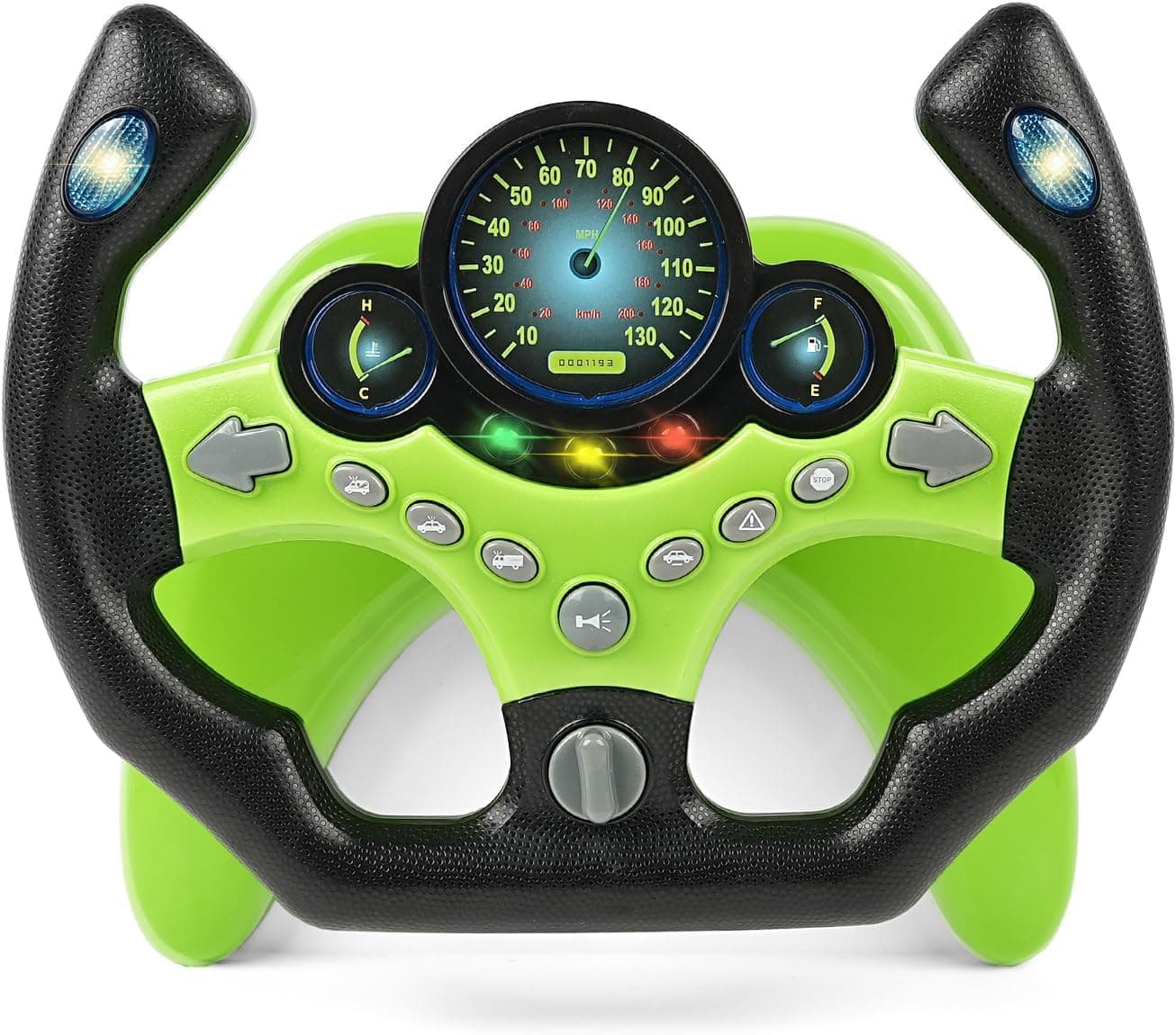 ドライブハンドル 運転ステアリングホイール ハンドル エンジン 玩具 音量調整可能 知育玩具 リアル サウンド 助手席 男の子 女の子 プレゼント 日本語説明書付き (グリーン)