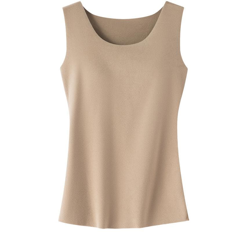 インナー レディース 秋冬 ブラトップ 一体型 あったか 防寒 肌着 Uネック 磨毛 裏起毛 ノンワイヤー ストレッチ 部屋着 普段使い オリーブ ブラック ベージュ ホワイト パープル レッド M L XL XXL