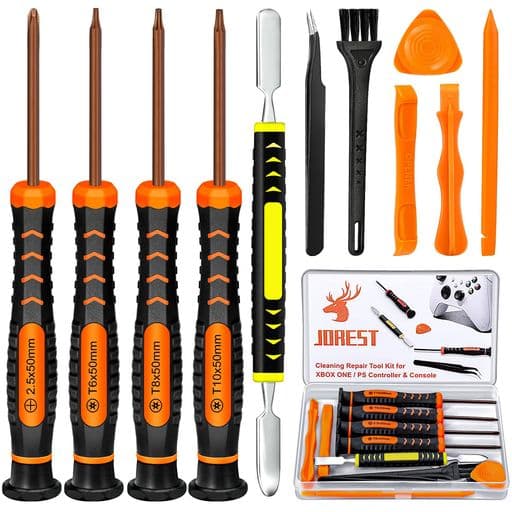 【JOREST】PS5PS4PS3XboxOne/360用清掃修理工具セット、セット分解キット、xbox/PSコントローラー用、t6t8t10トルクスドライバーとプラスドライバー