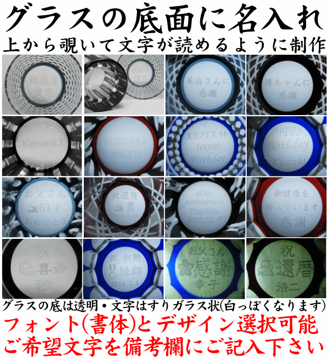 江戸切子 グラス 名入れ 還暦祝い 男性 プレゼント お祝い 定年 退職祝い 叙勲 記念品 切子グラス 古希祝い 喜寿 祝い 富士山 江戸切子 ロックグラス thumbnail 2