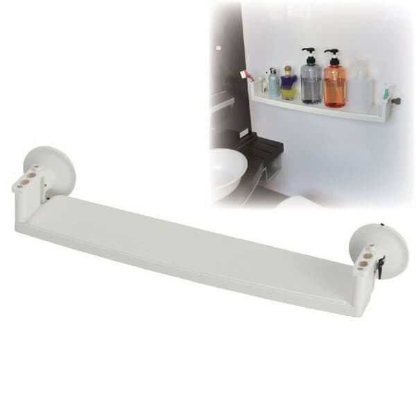 強力吸盤バス棚受け 吸盤式浴室用棚 幅68×奥行13.5×高さ10.5cm ロングタイプ 棚幅56cm 歯ブラシホルダー付き お風呂用品 浴室 バスルームの整理整頓に最適 頑丈な吸盤でしっかり収納 6キロ耐荷重のバス用品収納棚 シャンプーやボトル類もスッキリ収納 幅広56cmのロングタ