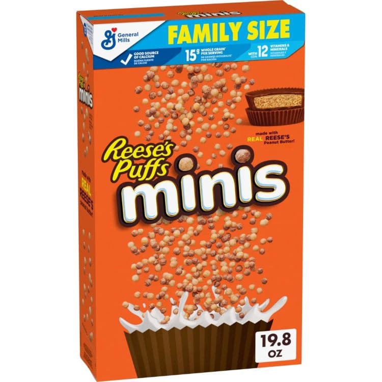 リーシーズ パフス ミニシリアル チョコレートピーナッツバター ファミリーサイズ 561g Reese's Puffs Minis Cereal, Chocolate Peanut Butter Family Size, 19.8 OZ 【お取り寄せ商品】