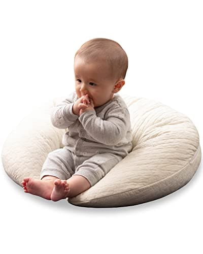 AQUA (アクア) おすわり クッション ベビー マタニティ 兼用 授乳クッション アイボリー 31×110cm 綿100% mofua モフア イブル cloud柄 キルティング 36220008