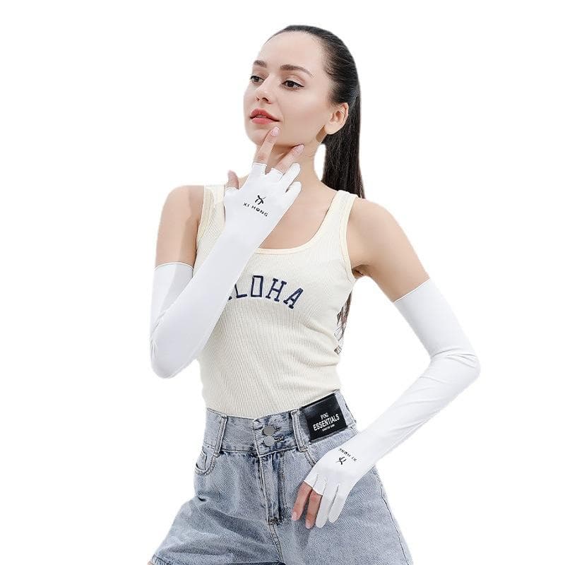 手袋 レディース UVカット 紫外線対策 接触冷感 アームカバー ロング 滑り止め 通気性 サイクリング ドライブ アウトドア パープル