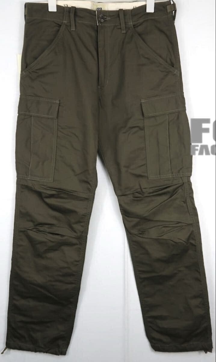 【極美品】FOB FACTORY(エフオービーファクトリー)F0422 ミリタリーカーゴパンツ(Military Cargo Pants)サイズL オリーブ — 1/5
