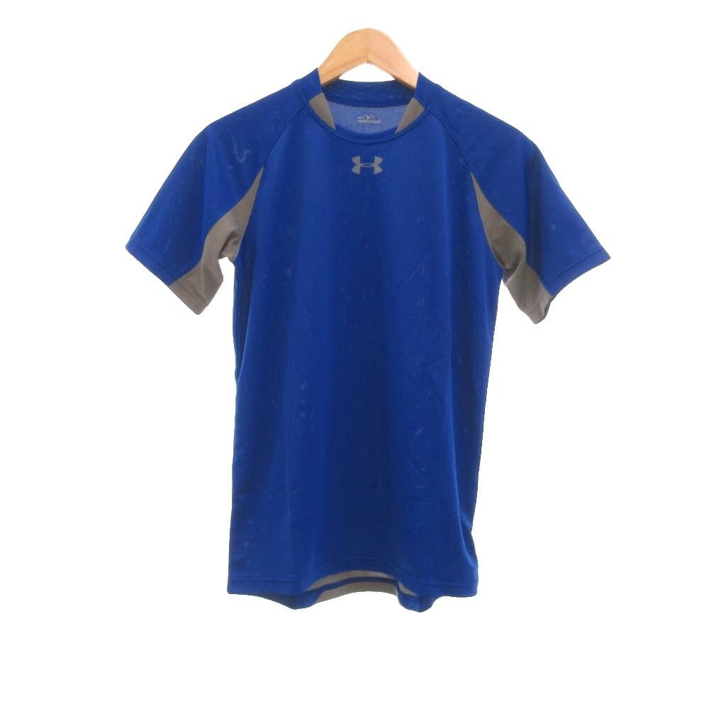 未使用品 アンダーアーマー UNDER ARMOUR タグ付き Tシャツ スポーツウェア MSC4253 SM 青 ブルー ロゴプリント 切替デザイン 半袖 /NX — 1/4