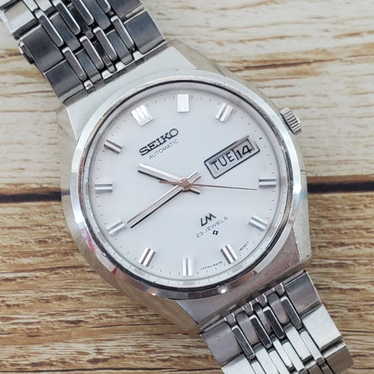 セイコー ロードマチック 5606-8061 23石 ホワイト文字盤 自動巻 腕時計 75年製 SEIKO LM vintage 中古 アンティーク ◆2008 — 1/10