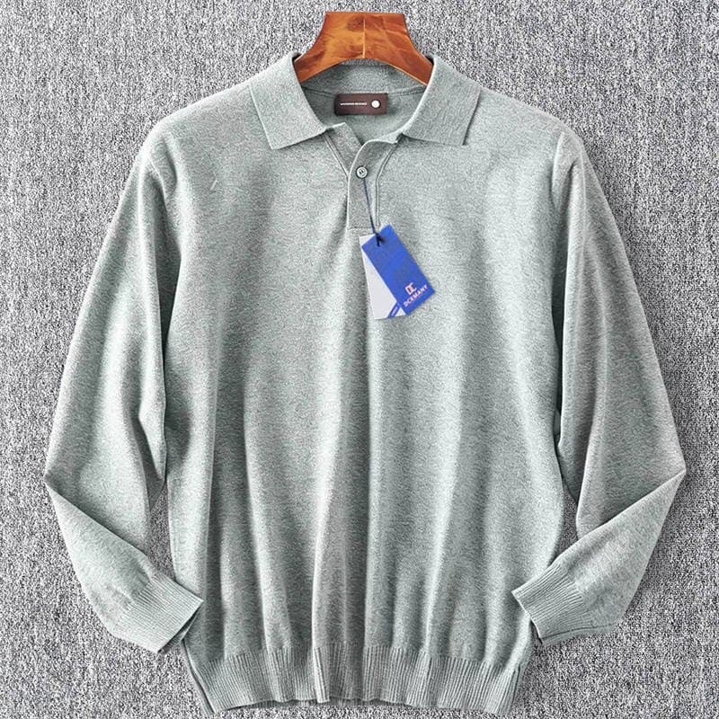 新品 DCKMANY 長袖 ニット セーター ニットポロカラー 綿混 保温 防寒 暖かい 細身 秋冬 メンズ ニット トップス グレー T6621-XL — 1/10