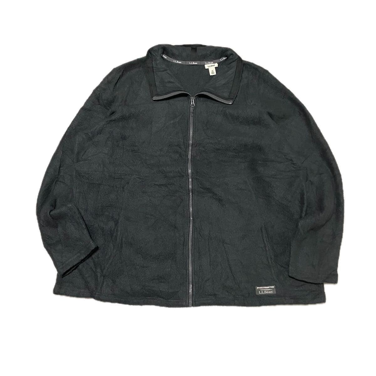 L.L.Bean マイクロフリース フルジップ ジャケット 黒 2X メンズ XL 相当 オーバーサイズ ビッグシルエット ユニセックス 古着 — 1/10